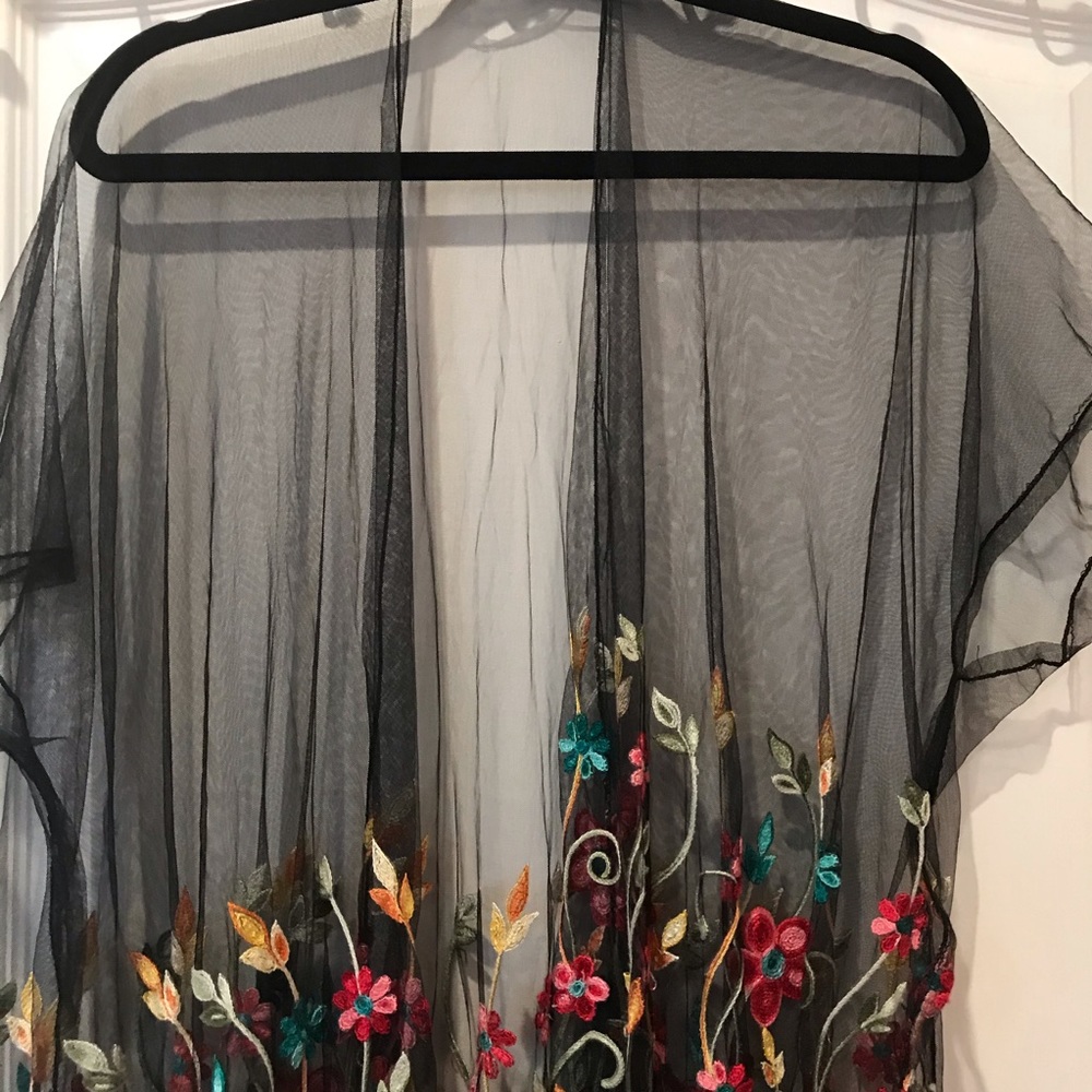 vintage sheer embroidered kimono